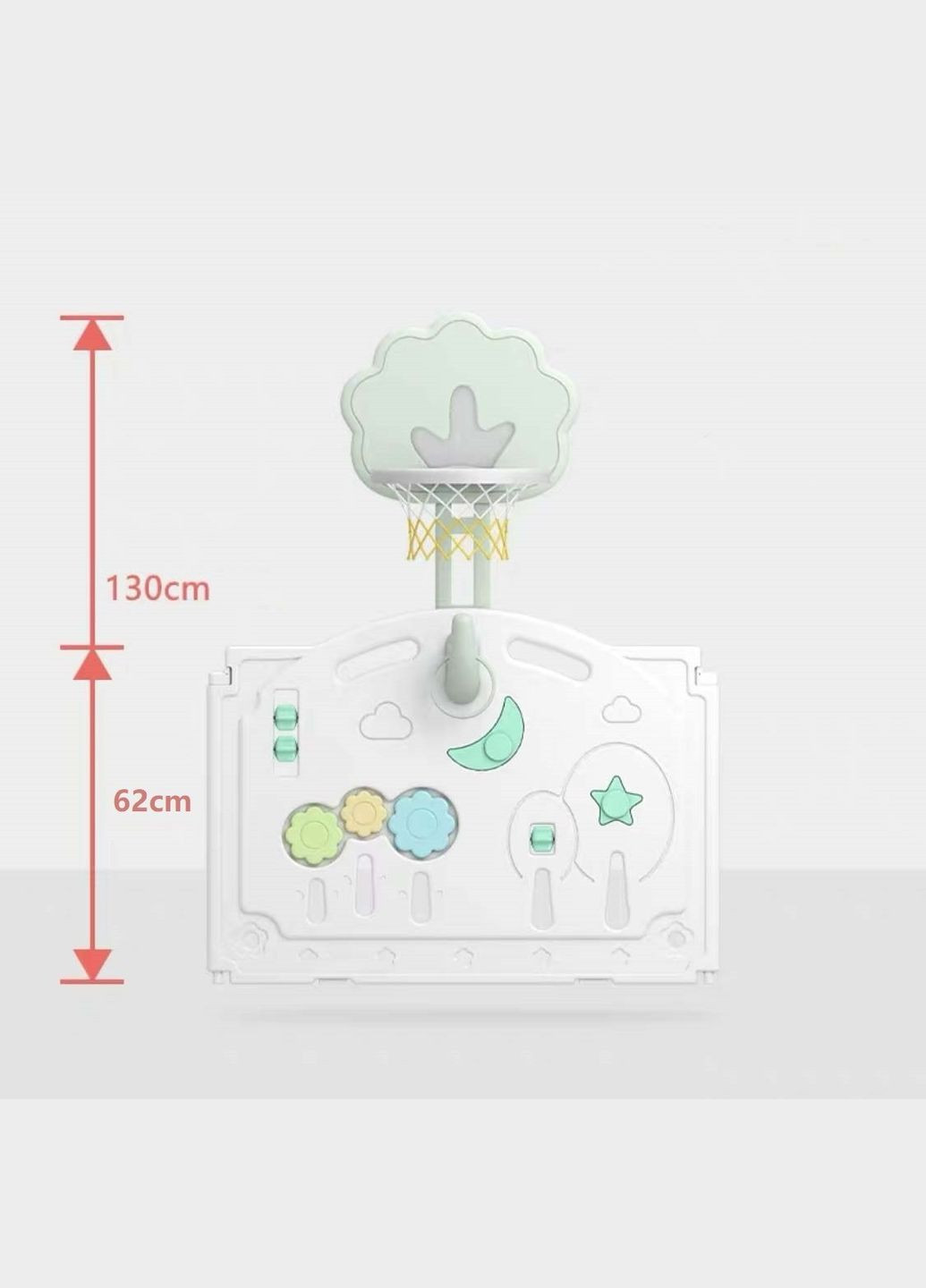 Пластиковий манеж для дітей (вбудоване баскетбольне кільце) — ігрове для малюків 165х205х62 Білий 4M (348322301)