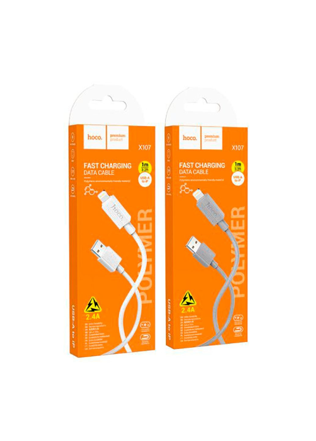 Кабель USB X107 Lightning 2.4A Цвет Белый Hoco (337995125)