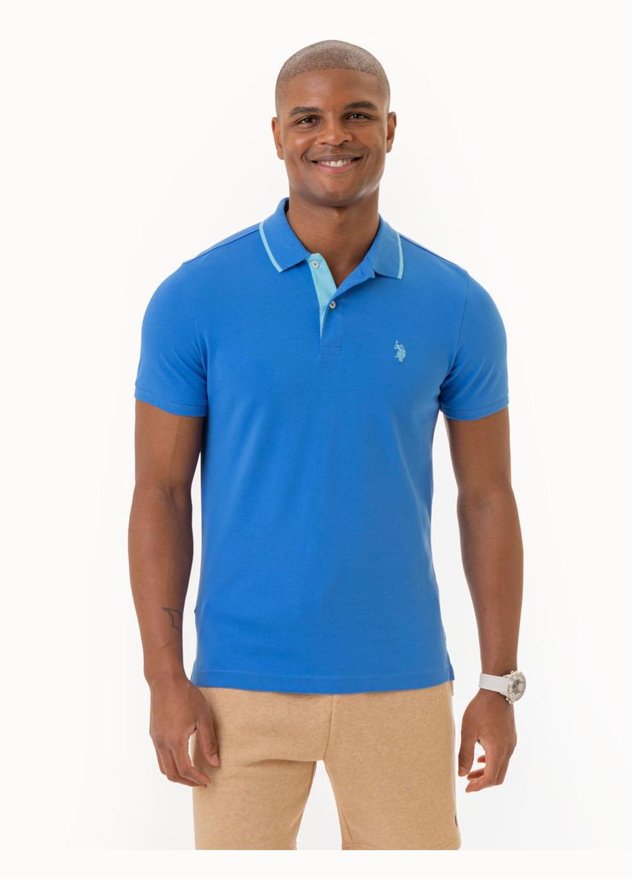 Синяя футболка-мужская футболка поло u.s.polo assn. slim fit stretch pique solid polo m синяя для мужчин U.S. Polo Assn.
