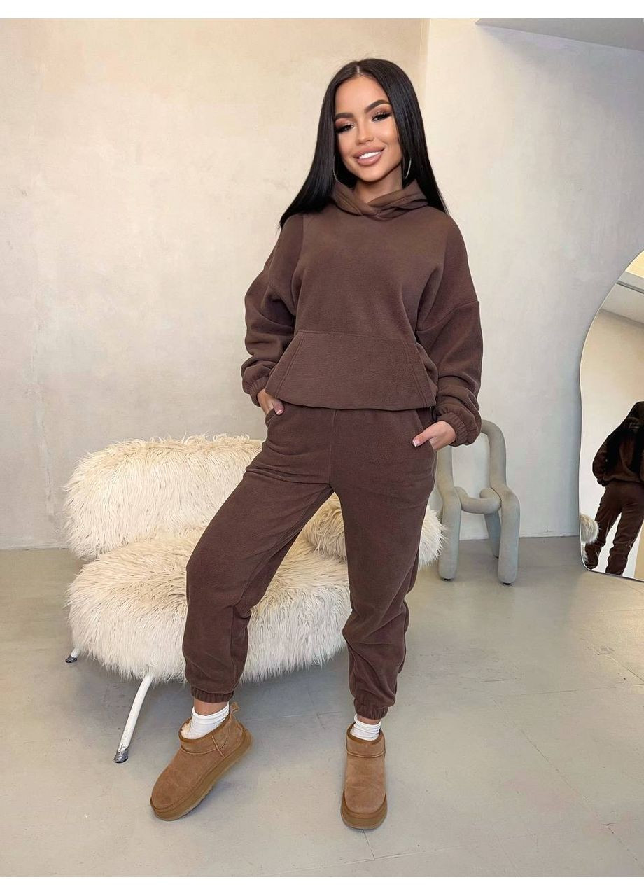 Жіночий костюм із двостороннього флісу: худі + джогери Україна (360548620)