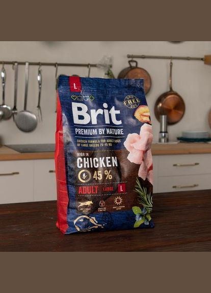 Сухий корм Dog Adult L для дорослих собак великих порід, з куркою, 3 кг (*) Brit Premium (323219717)