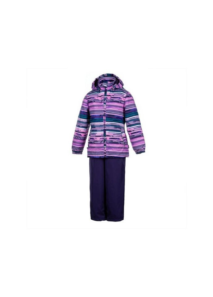Комбинированный демисезонный комплект верхней одежды yonne 1 41260114 лилoвый с принтом/тёмно-лилoвый 122 (4741468764375) Huppa