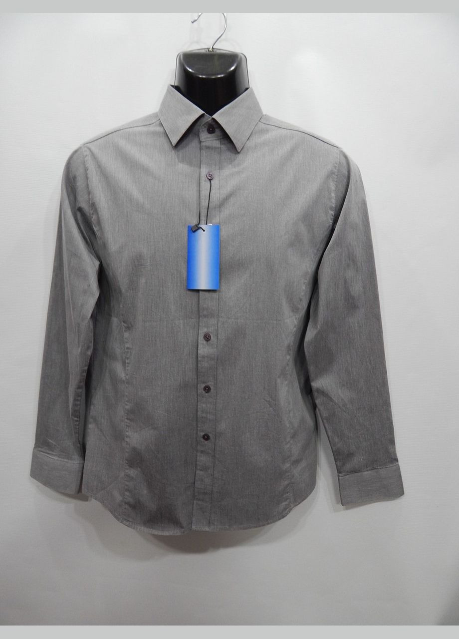 Серая кэжуал рубашка однотонная No Brand