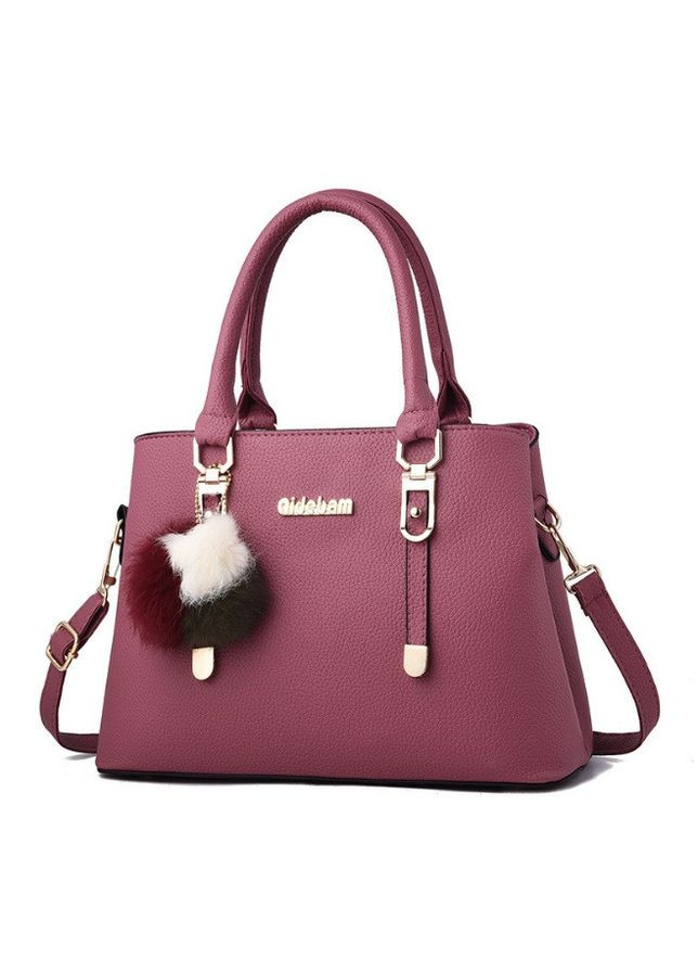 Модна жіноча сумка з хутряним брелоком із якісної ПУ шкіри чорна (sku_374) No Brand (330575900)