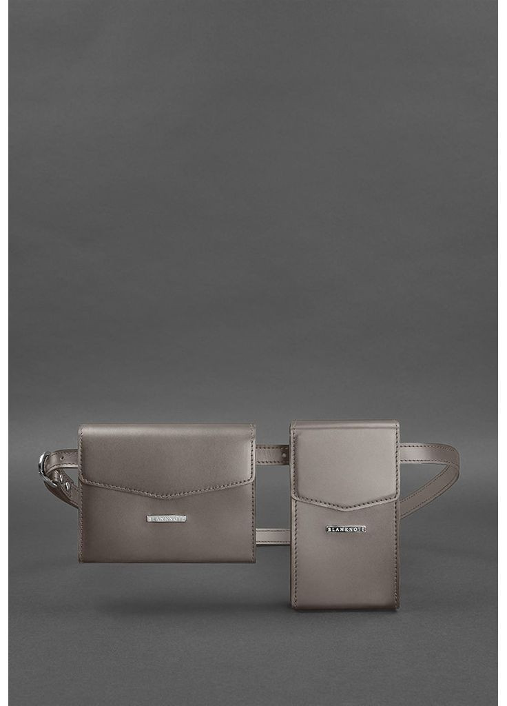 Набір жіночих шкіряних сумок Mini поясна / кроссбоді темно-бежевий BlankNote (348359158)