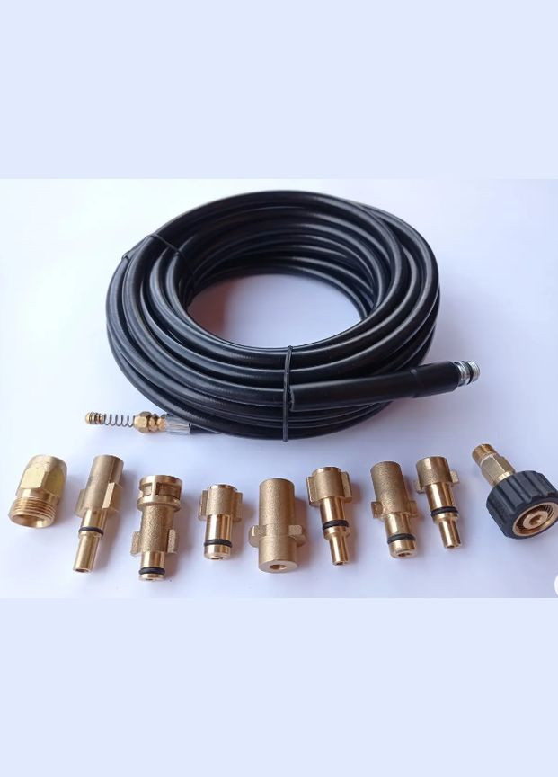 Шланг чистки труб канализации 30 метров для моек KARCHER КЕРХЕР, MAkita, BOSCH и др. моек АВД Parkside (322623811)