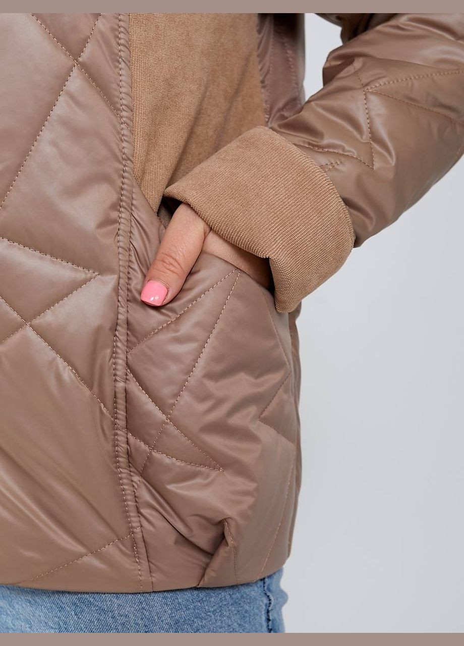 Бежева демісезонна куртка жіноча демісізонна + сумочка Nobilitas