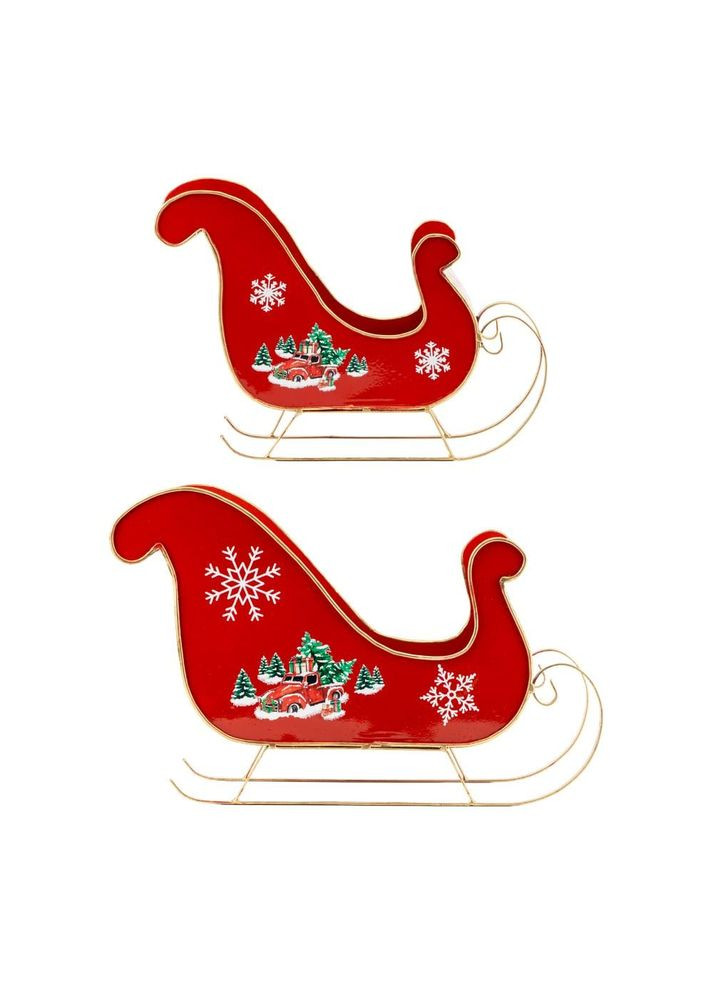 Набор из 2 металлических саней, красный, 27х42 см ELISEY (366321355)