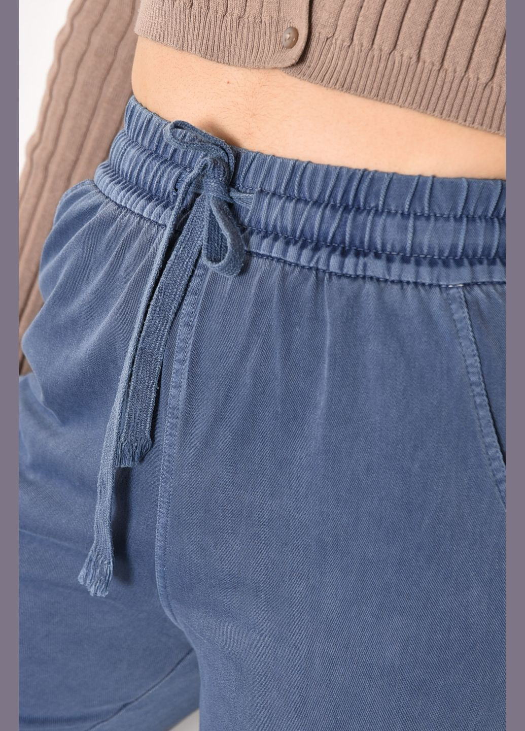 Штаны женские полубатальные синего цвета Let's Shop (285692206)