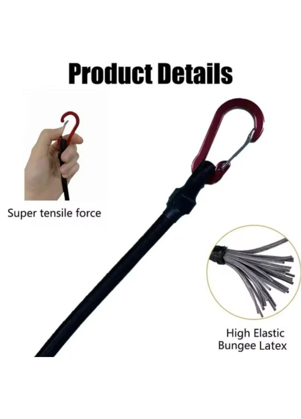 Ремінь Банджі - карабін шнур для брезенту велосипед намети алпінізму органайзер кабелю еластична мотузка 120 см 1 шт Чорний OlaN (362207046)