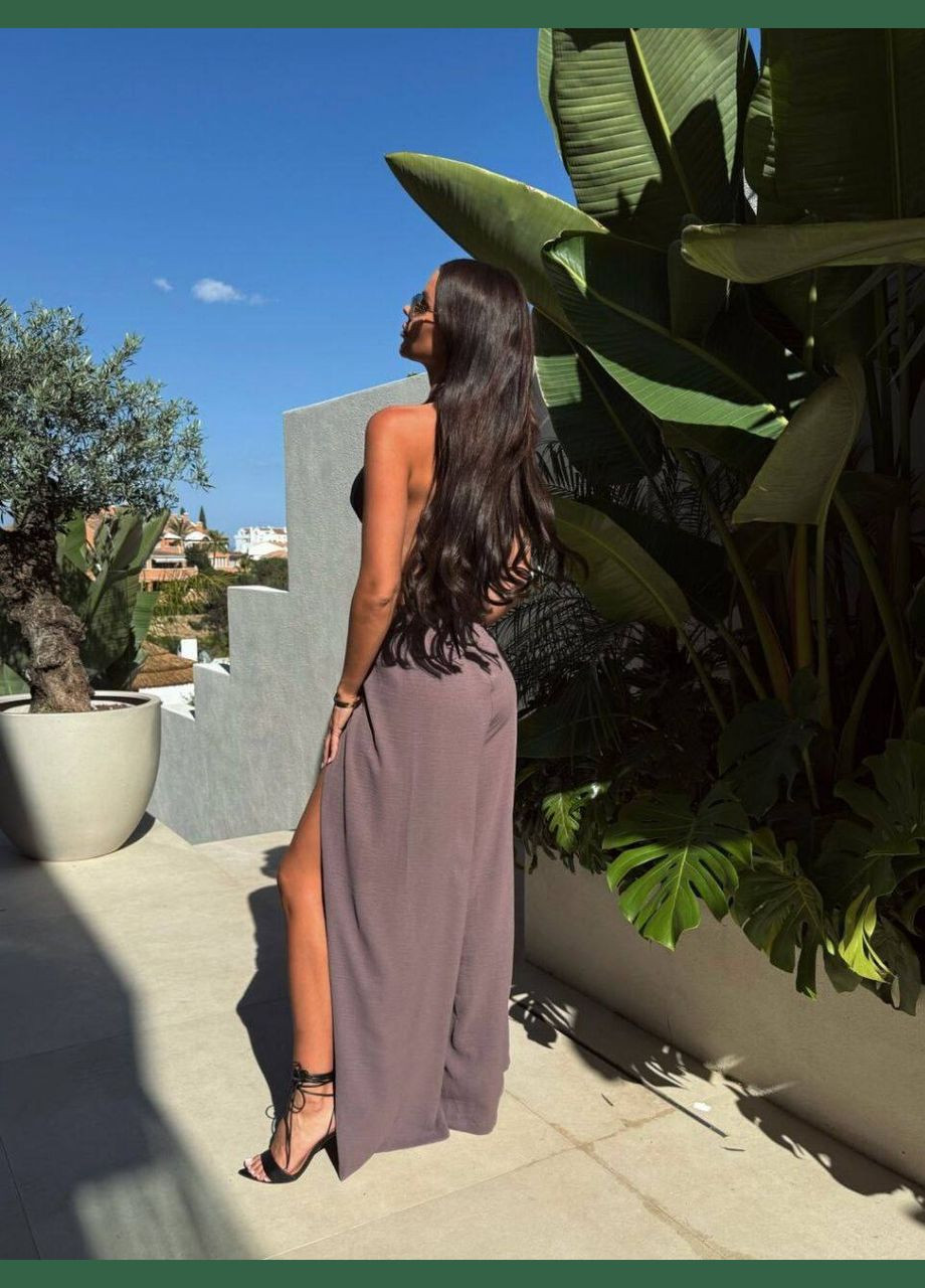 Жіночий літній костюм укорочений топ та штани палаццо з високим розрізом MonCher (335838970)