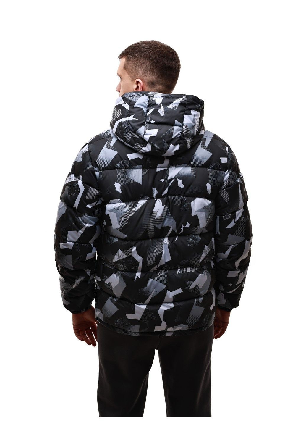 Чорно-біла зимня куртка зимова чоловіча No Brand