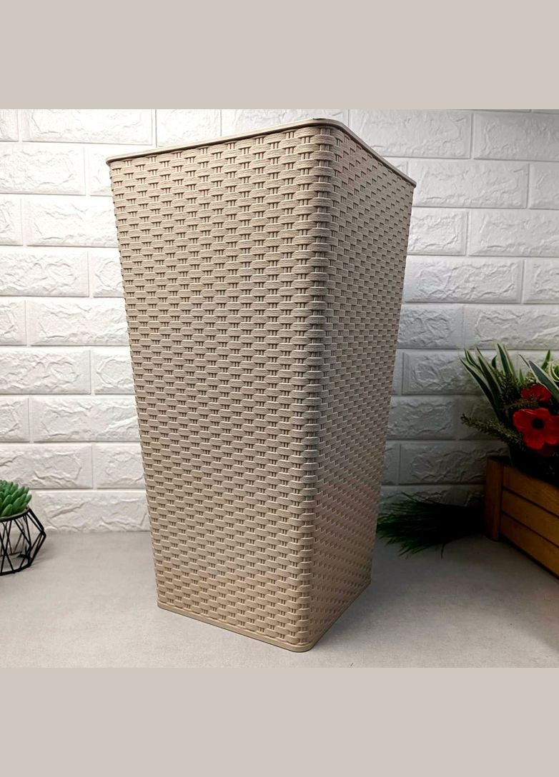 Высокое трапециевидное ротанговое кашпо 7.1 л, какао Квадро Ротанг Алеана (365815064)