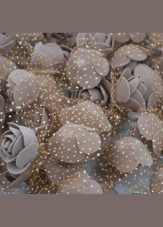 Головки цветов для рукоделия с фатином 50 штук 3 см коричневий Jannet квіти (330758654)