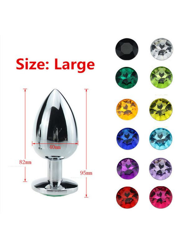 Анальная пробка L 4 см стальная с круглым камнем Swarovski SUPER BIG Plug очень большая Focus (303878733)