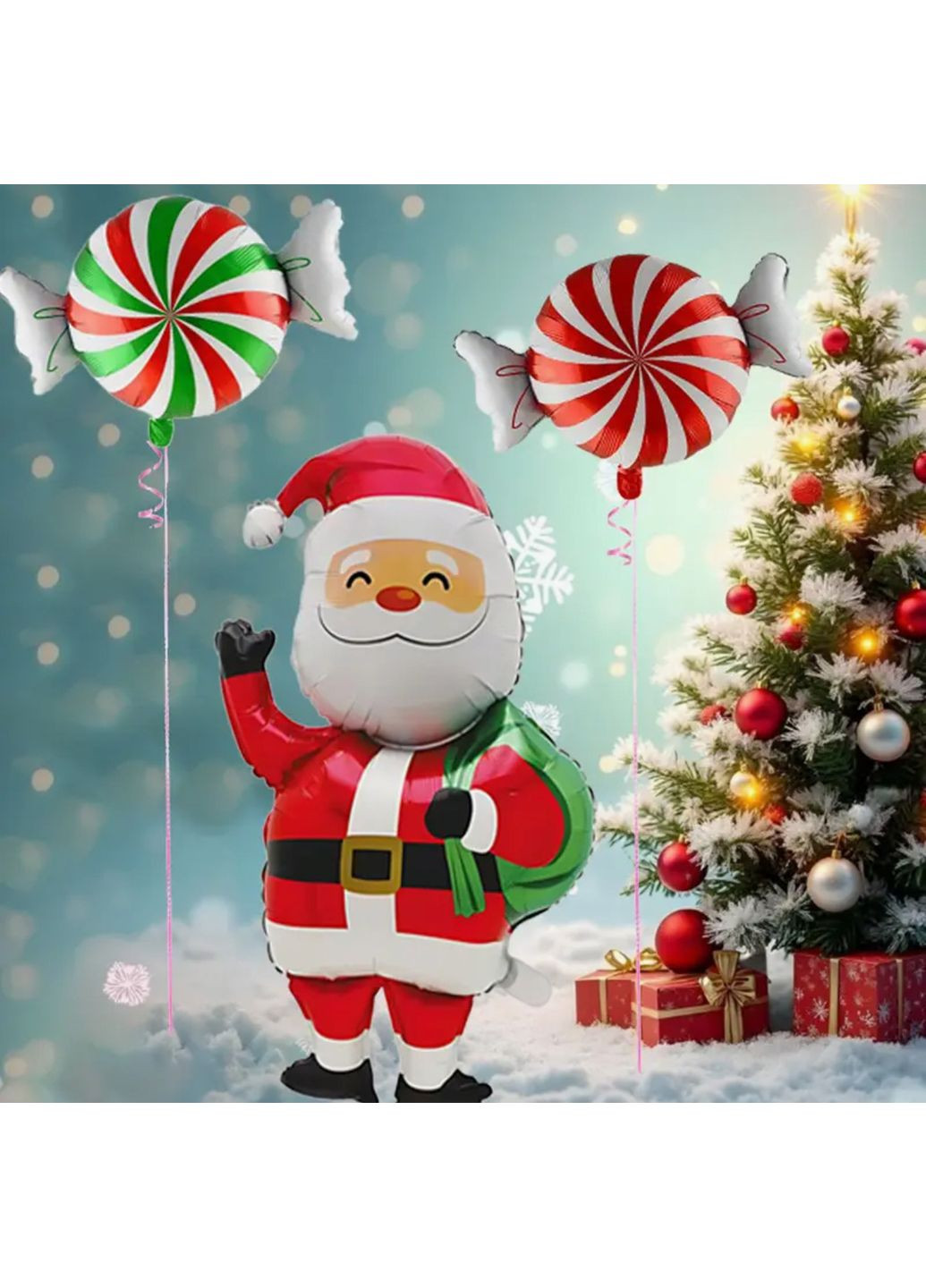 Надувная статуя Деда Мороза 96 см - большой праздничный баллон, декор для Нового года и Рождества для дома и улицы No Brand (370454920)