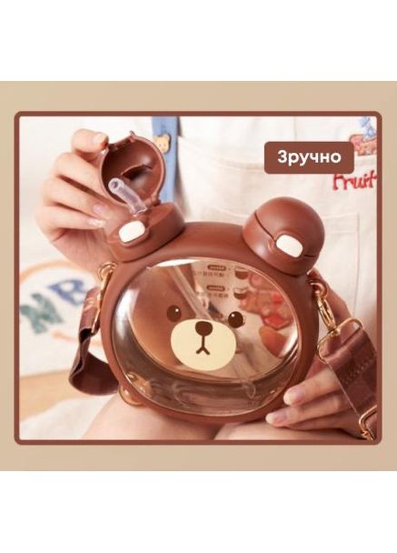 Дитяче пляшка для води у формі ведмедика з ремінцем No Brand (366971263)