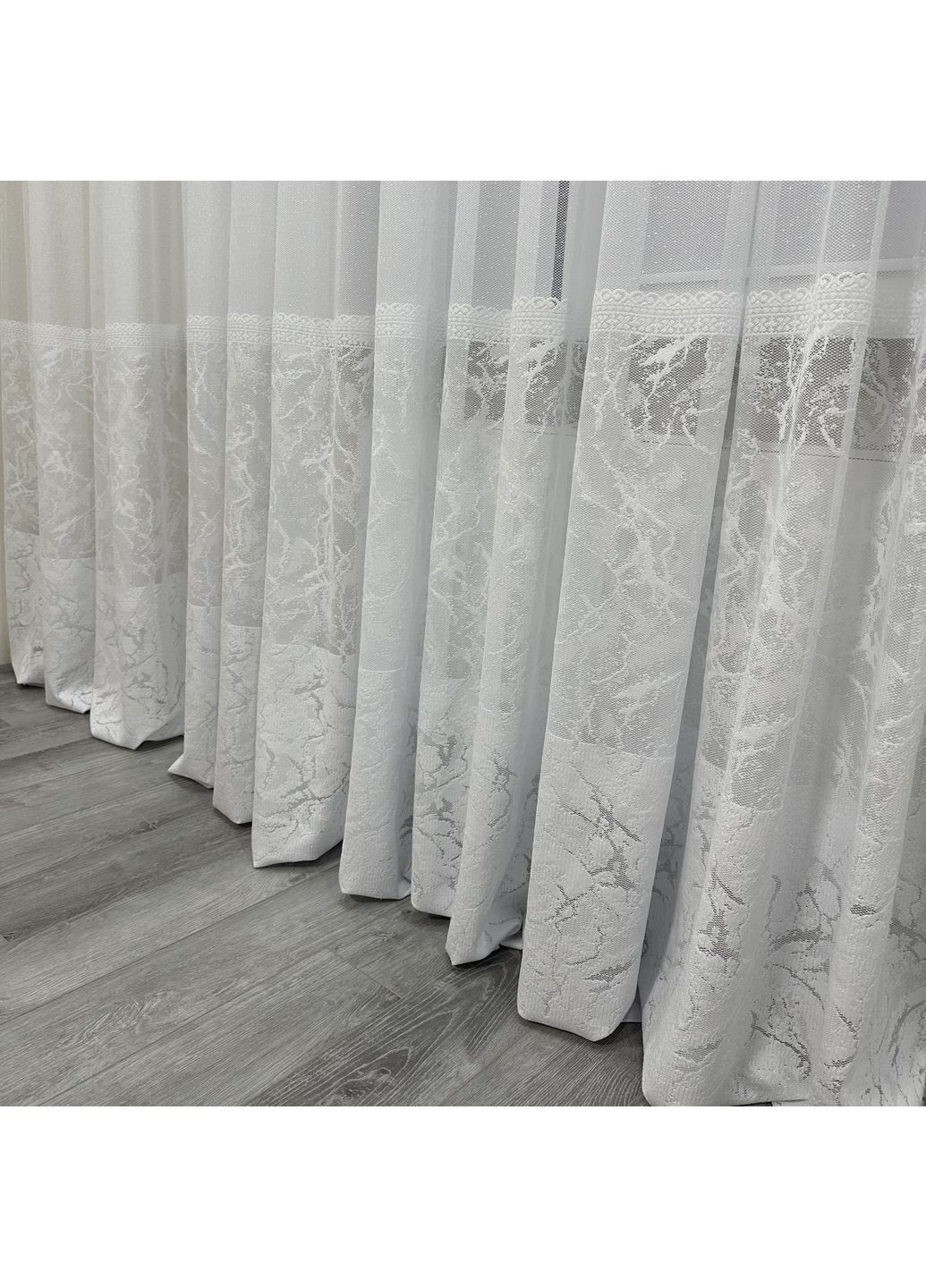 Красивый тюль белого цвета размер 500х270 см. Качественный жаккардовый тюль с рисунком No Brand (331020760)