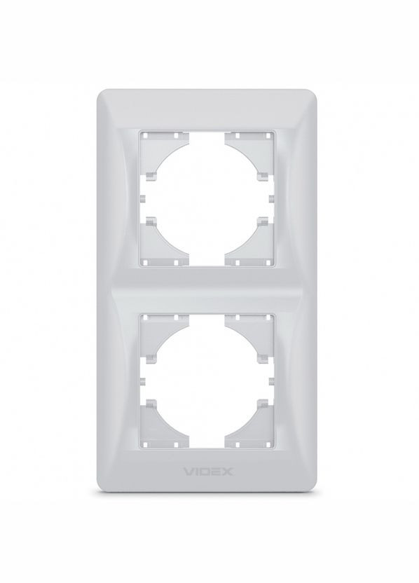 Пластиковая рамка на 2 поста BINERA VFBNFR2V-SS вертикальная серебристая Videx (282313668)