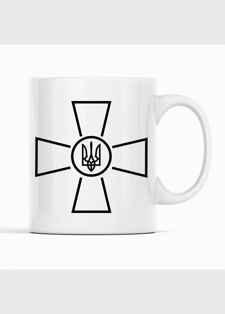 Белая кружка с патриотическим принтом "Эмблема Вооруженных Сил Украины" Push IT Кавун Чашка (316114131)