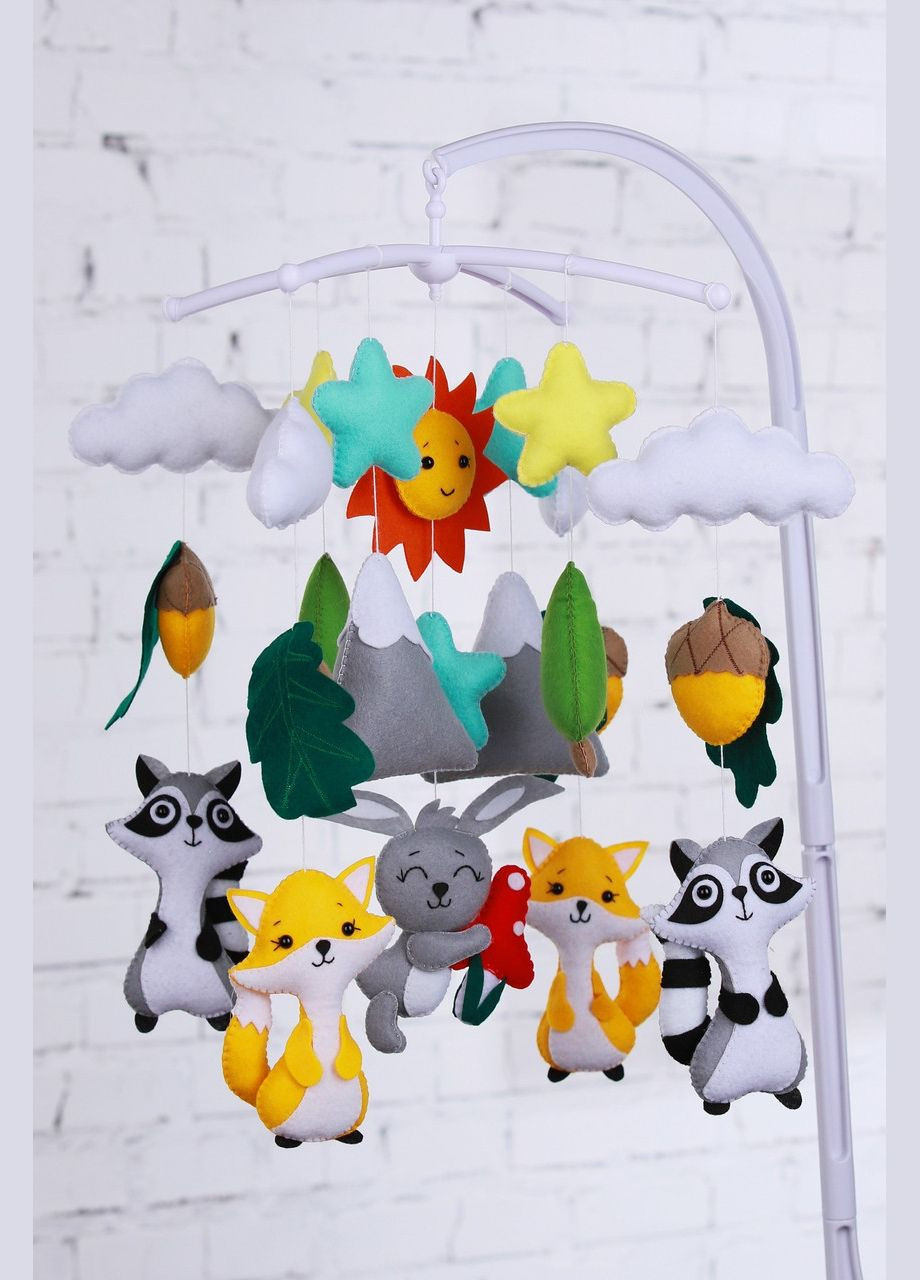 Дитячий музичний мобіль на ліжечко для немовлят WooolyWool «Лісові друзі» з 35 мелодіями (М040) No Brand (342757962)
