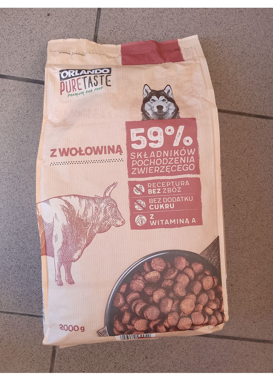 Корм для собак Orlando PureTaste с говядиной без сахара и зерна 2 кг Lidl (356671396)