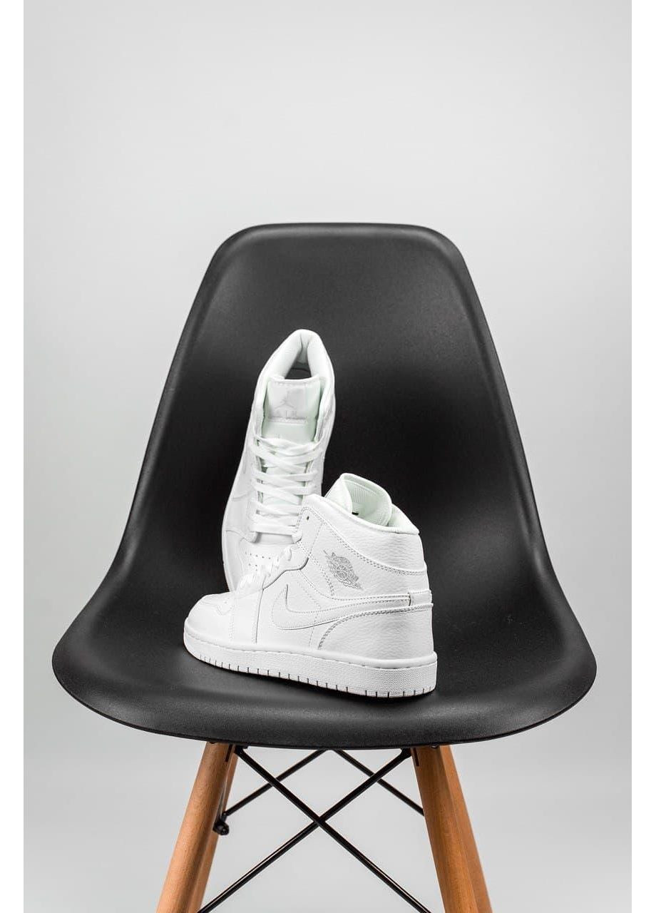 КРОССОВКИ ЖЕНСКИЕ NIKE AIR JORDAN 1 RETRO HIGH WHITE «GREY LOGO» НАЙК АИР ДЖОРДАН No Brand серые демисезоны (368855953)