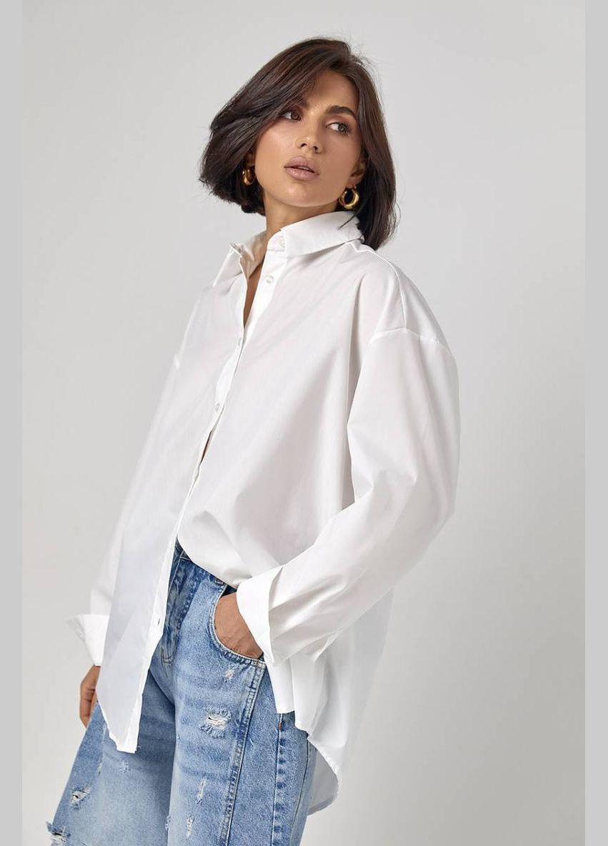 Белая классическая рубашка однотонная Lurex