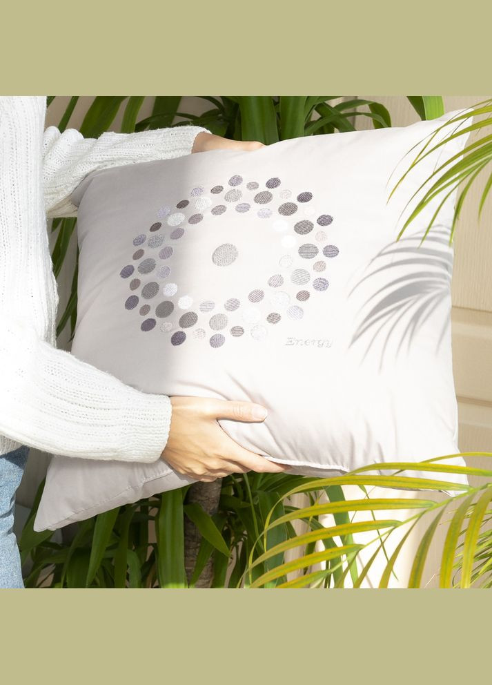 Подушка декоративная см Energy антиаллергенная серая с вышивкой стильная IDEIA (342128708)