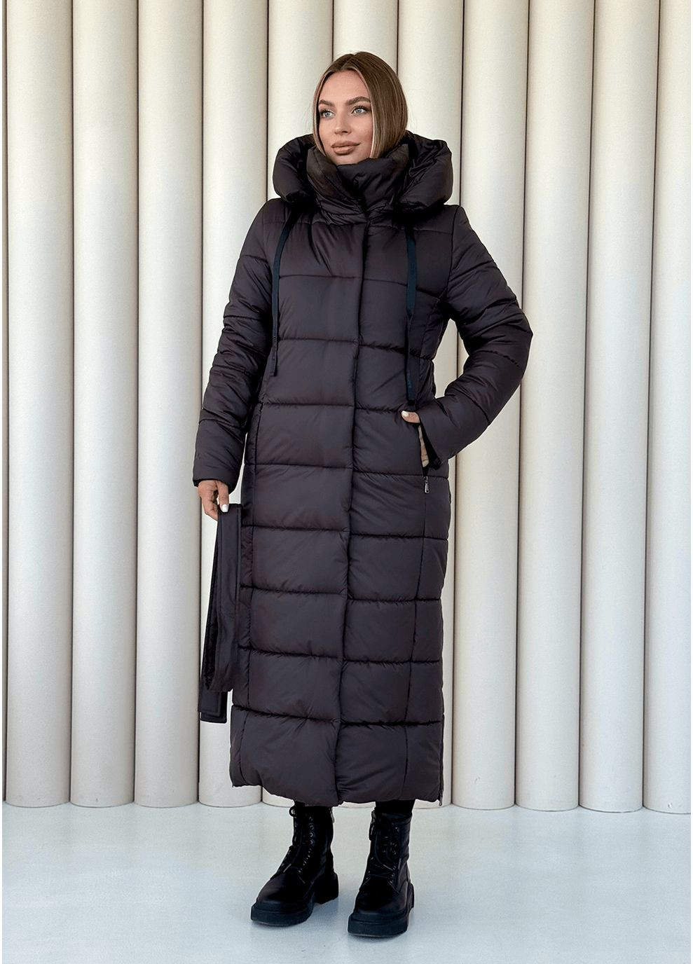 Коричневе зимнє Пальто Агата Шоколад MioRichi