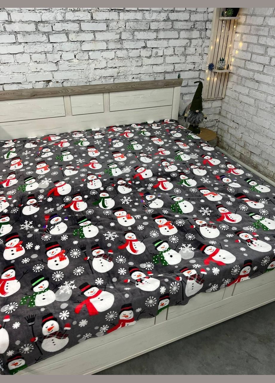 Плед новогодний теплый флис Черный 200х215 см No Brand (308754623)