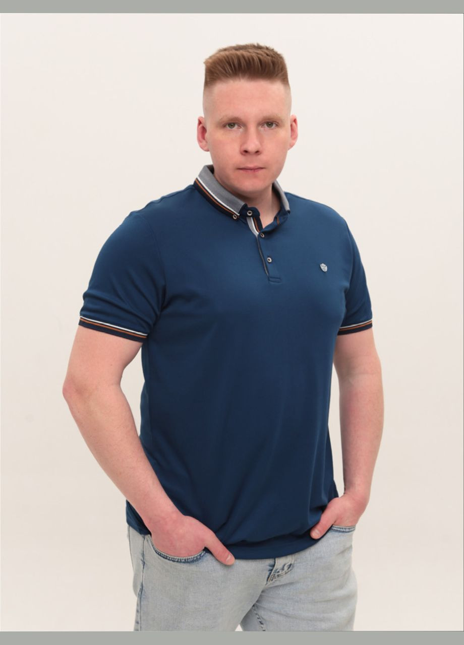 Поло чоловіче темно-синє однотонне короткий рукав MarcoStar Пряма (330012952)