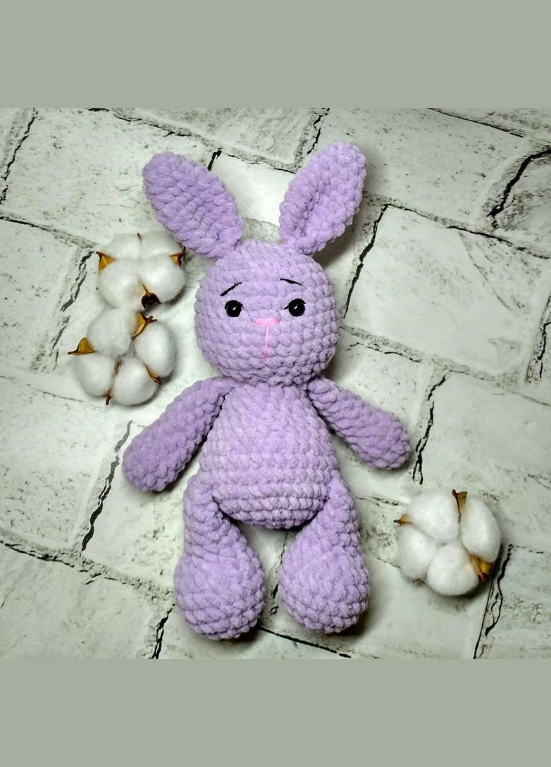 Мягкая игрушка вязаная ручной работы амигуруми Зайчик плюшевый сиреневый No Brand (329190110)
