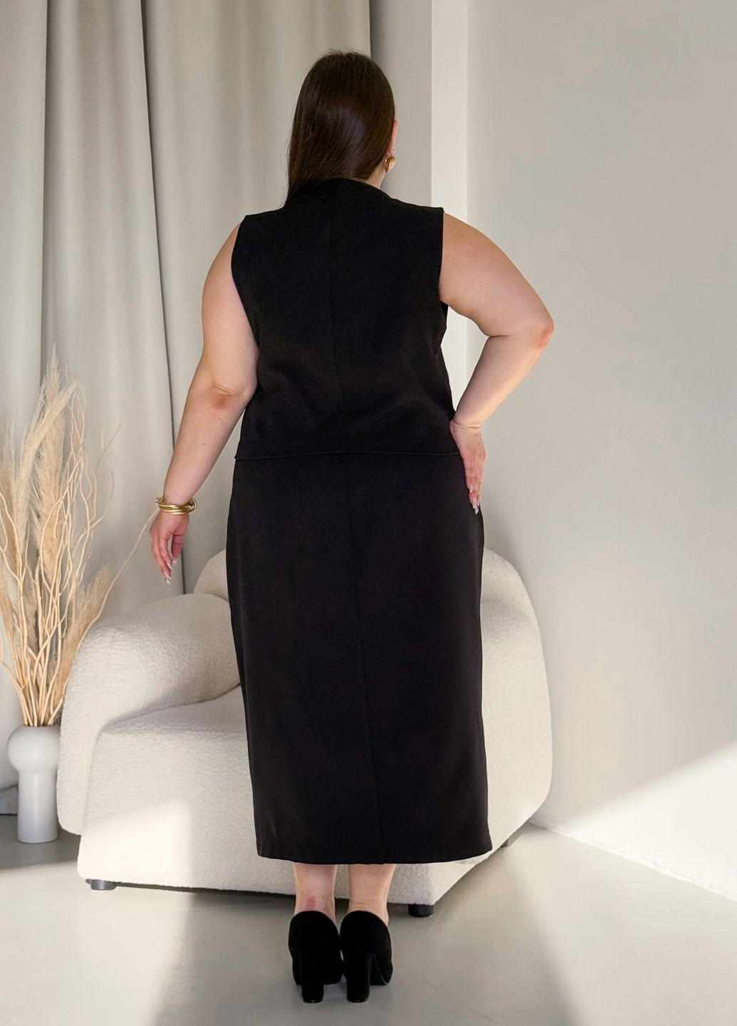 Жіночий діловий костюм зі спідницею та жилеткою Merlini Ларете (322250297)