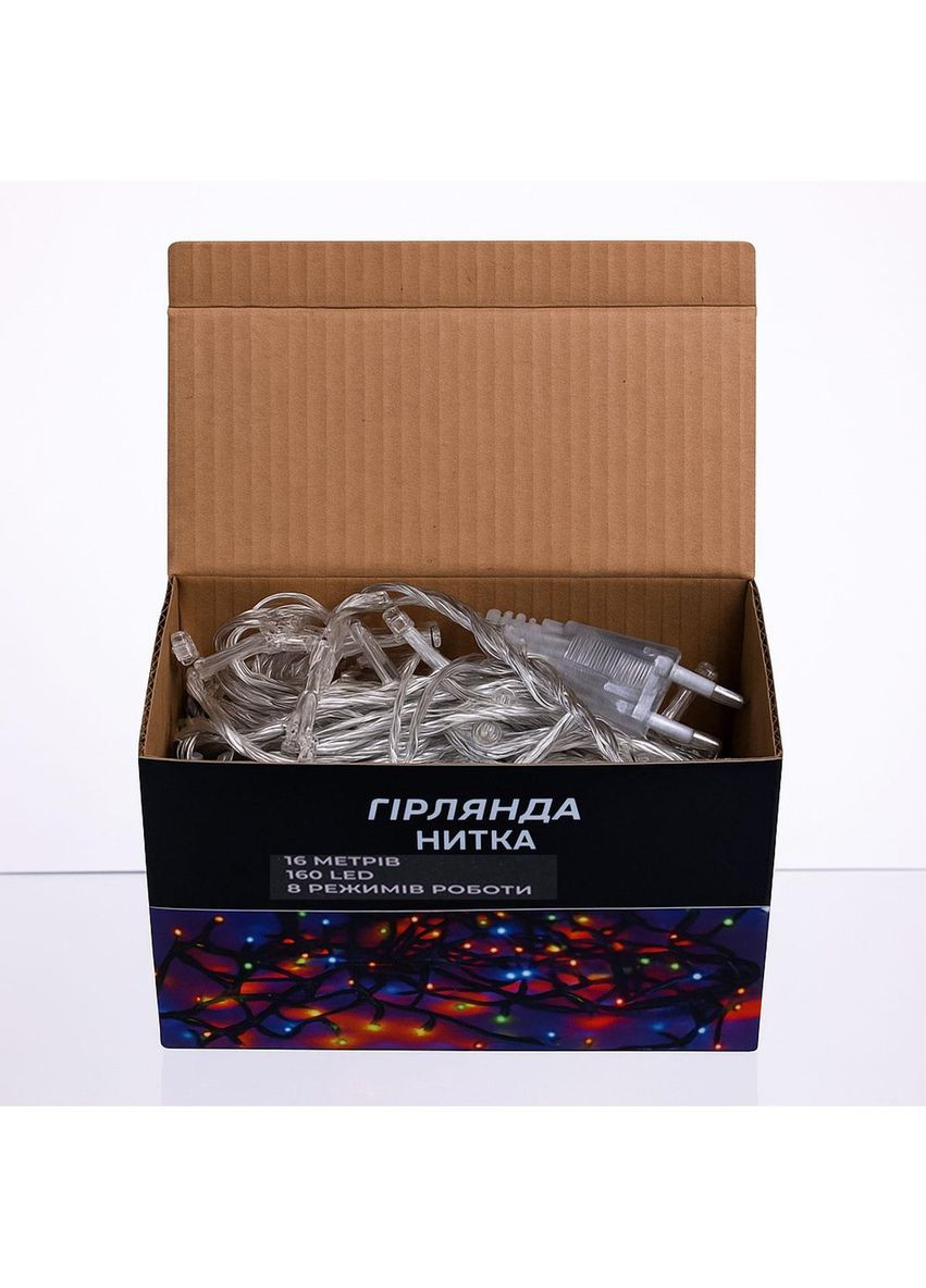 Новорічна гірлянда 14 м 160 LED білий провід жовте світло світлодіодна нитка для прикраси інтер'єру Garlando (370432369)