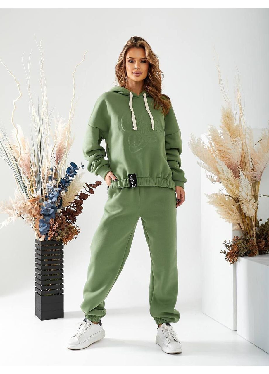 Женский теплый спортивный костюм с тиснением и капюшоном Замеры в описании DK/DL Мода без кордонів (361929469)
