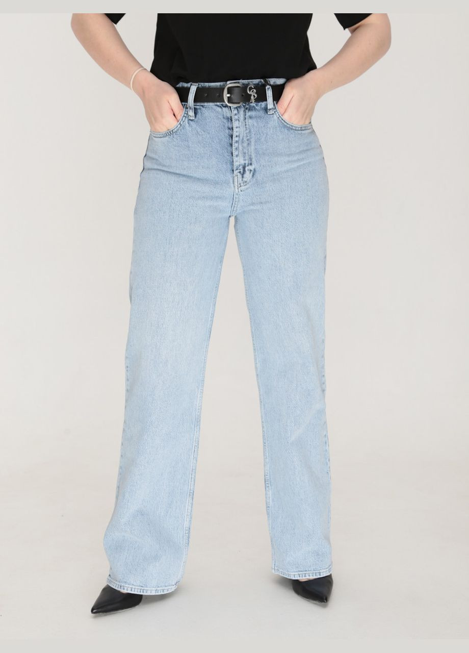 Джинсы женские светло-голубые палаццо с высокой посадкой Палаццо Cracpot - (252306048)