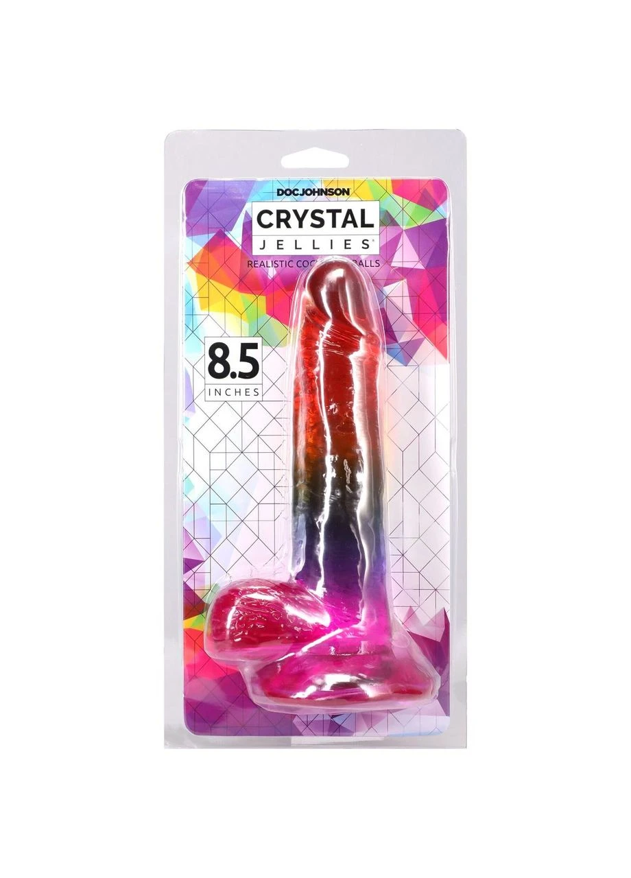 Фалоімітатор Crystal Jellies - Realistic cock with balls 8.5 Inch - Rainbow Doc Johnson (400433854)