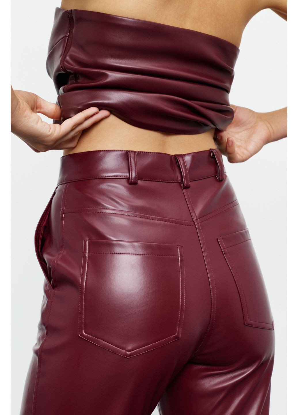 Брюки из эко-кожи base Бургунди 390-23 Papaya (362894718)