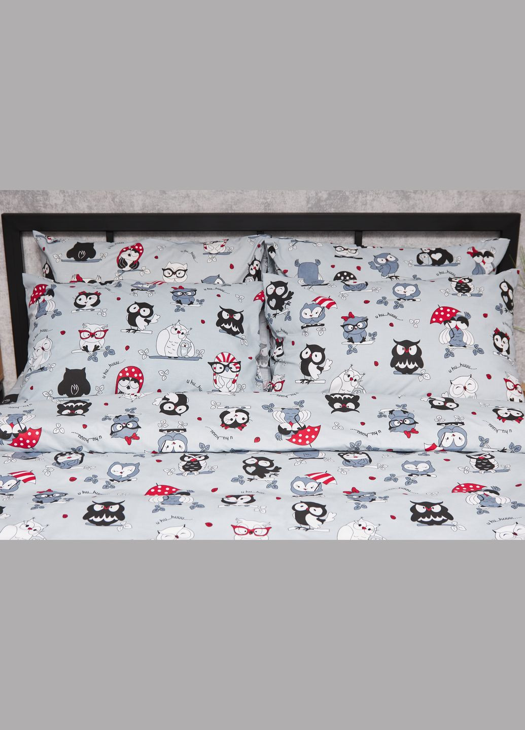 Комплект постільної білизни Бязь Gold Люкс «» King Size 220x240 наволочки 2х40х60 (MS-820005460) Moon&Star Owls Gray (296909951)