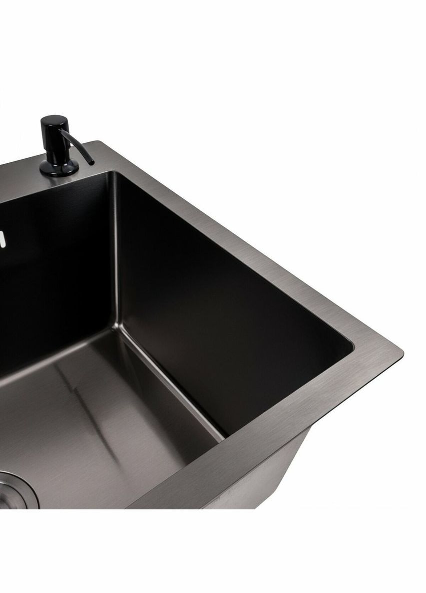 Кухонний комплект: Мийка Handmade (58x43 см) PVD чорна + Змішувач Q411MB Valeso (346267297)
