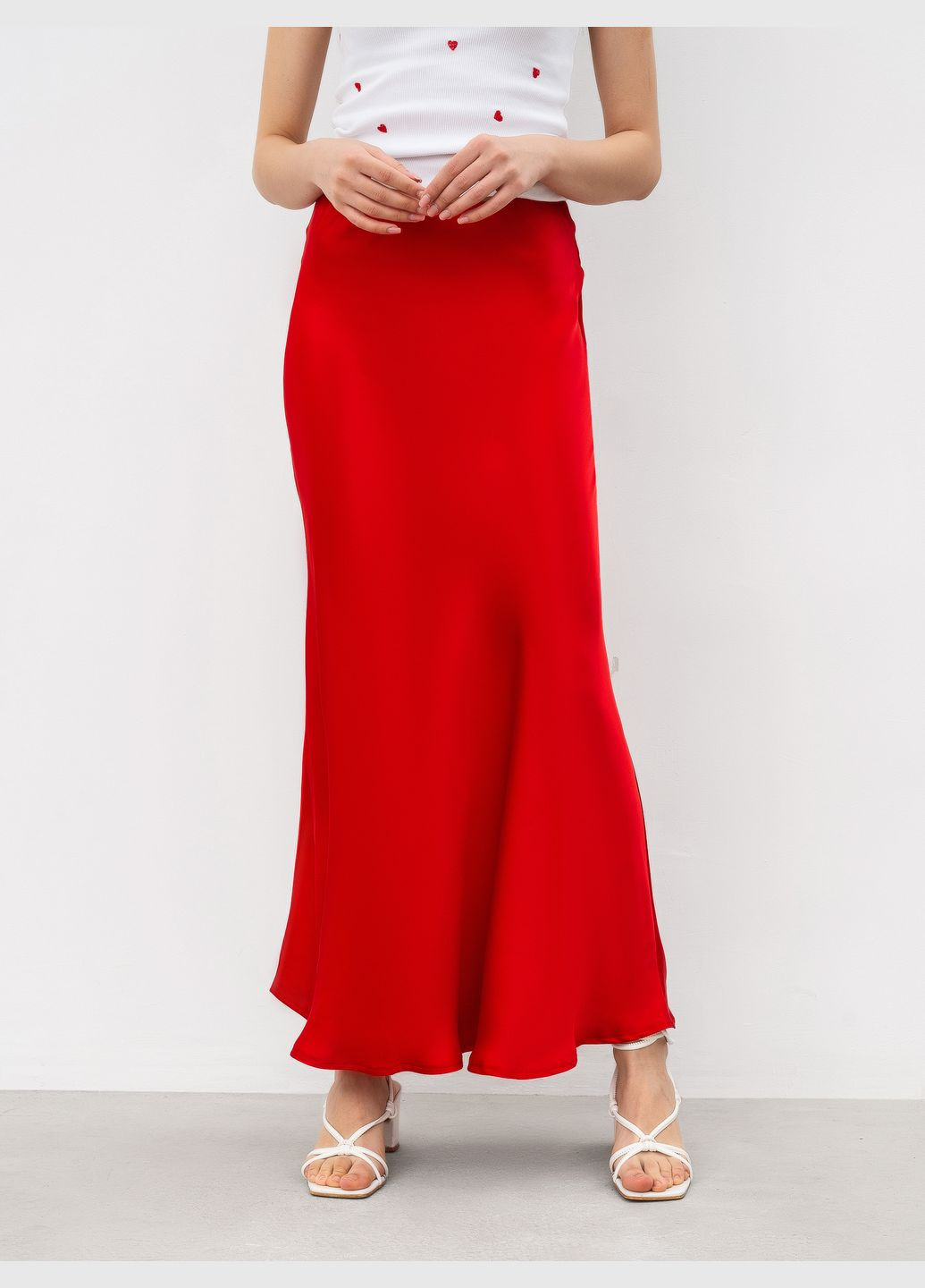 Красная повседневный однотонная юбка Ромашка