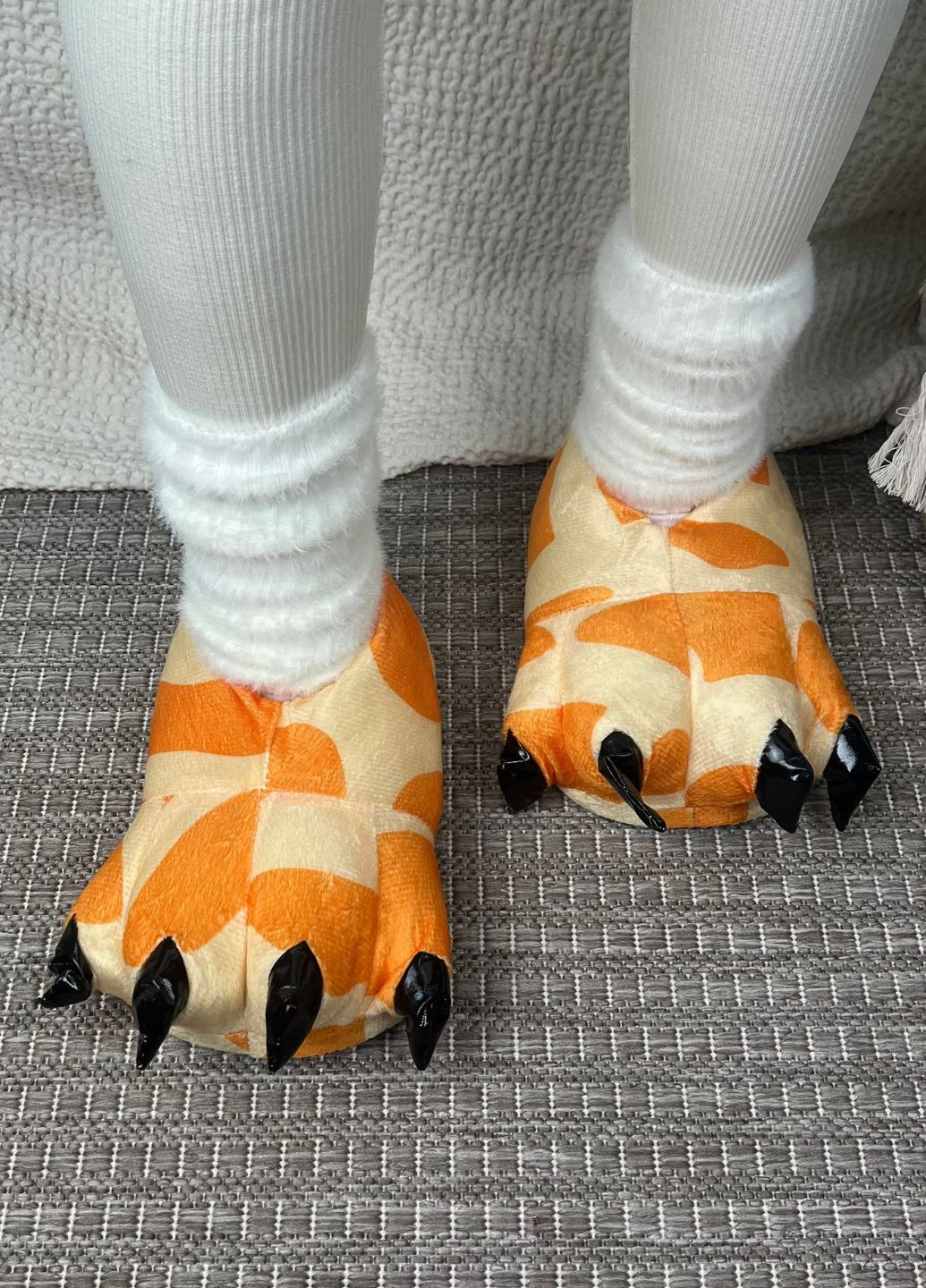 Бежевые плюшевые женские тапочки лапы жираф для кигуруми My Kigu