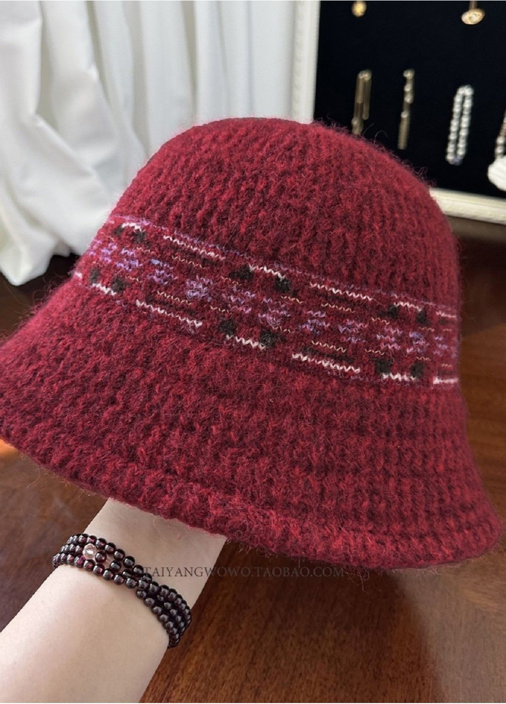 В'язана Зимова Шапка Тепла Панама Вовняний Капелюх для Жінок у Ретро Стилі з Орнаментом 55-59 см No Brand в'язана шапка панама (365301163)