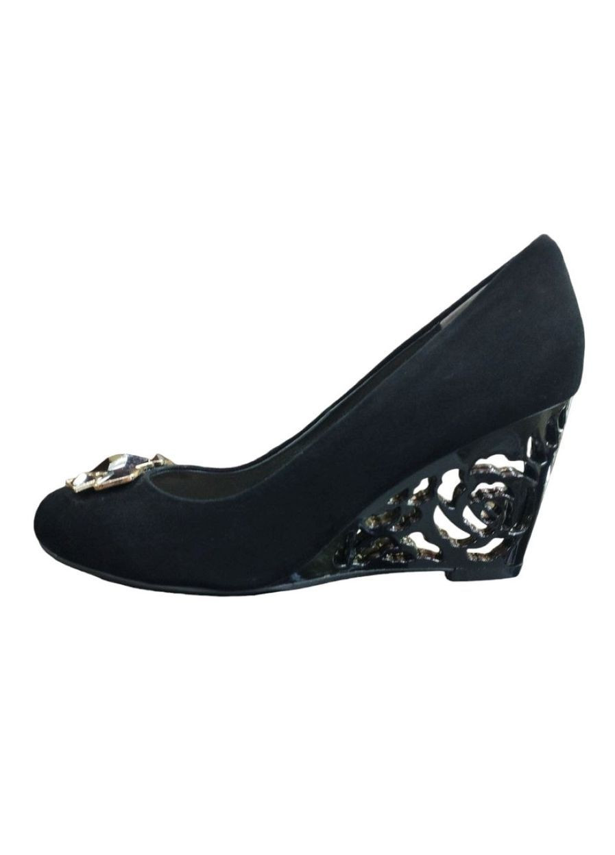 Maria Moro жіночі туфлі на танкетці з декором чорний мері джейн чорний з натуральна замша, — всесезон (363820514)
