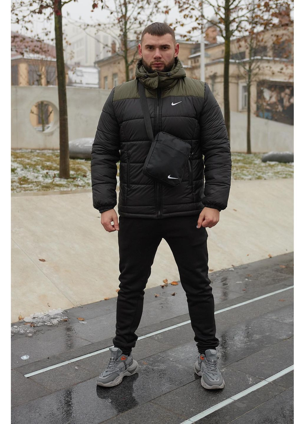 Оливковый (хаки) стильный комплект No Brand