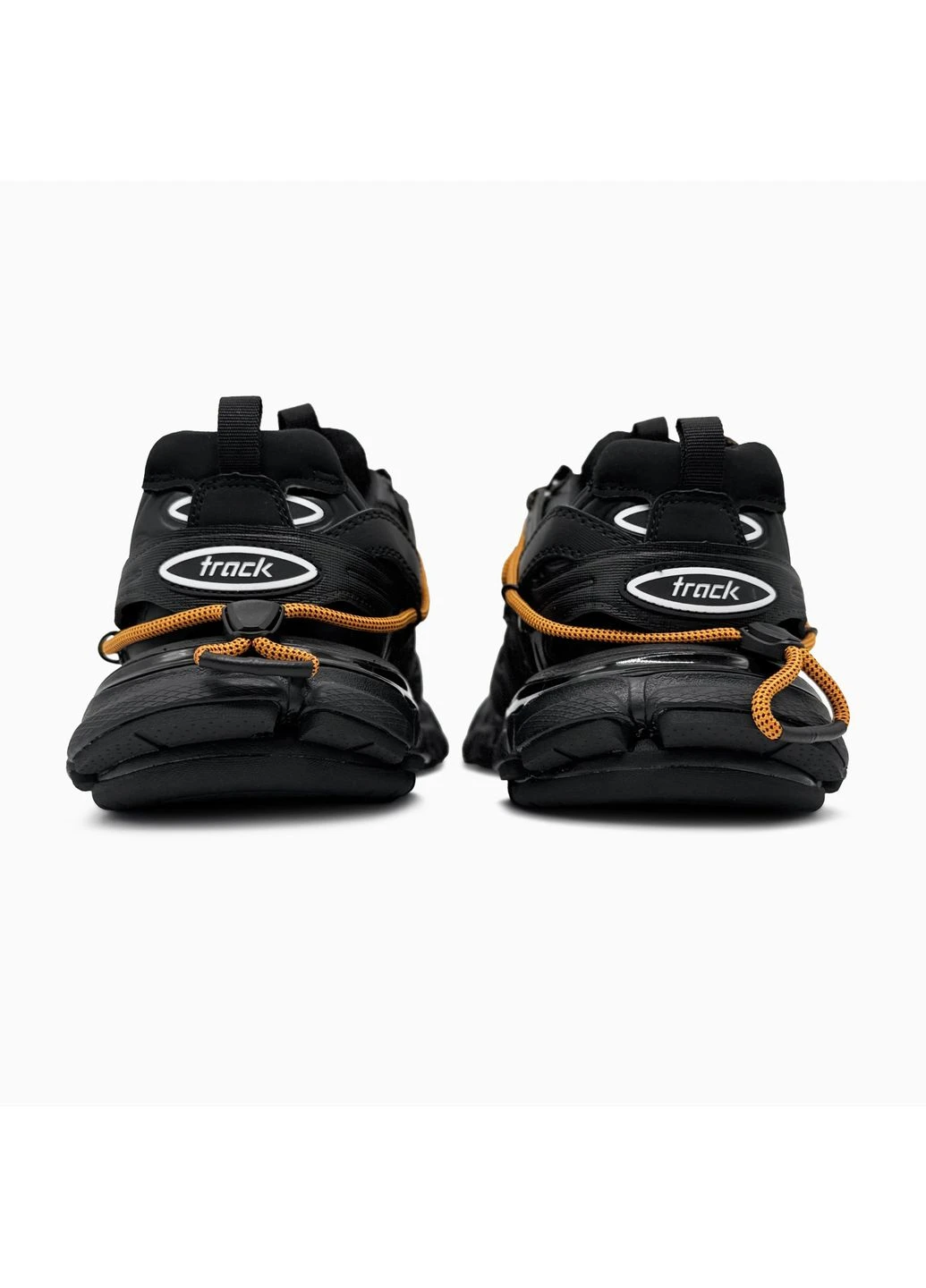 Чорні кросівки чоловічі і жіночі balenciaga track trail laces black orange | баленсіага трак треіл лейсес чорні демісезон No Brand