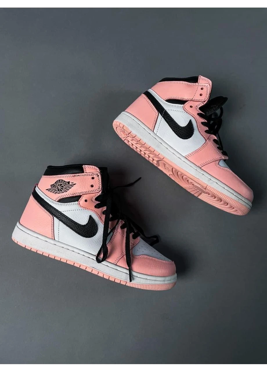 КРОСІВКИ ЖІНОЧІ NIKE AIR JORDAN 1 RETRO HIGH PINK «BLACK LOGO» 1 НАЙК АІР ДЖОРДАН No Brand рожеві демісезони (368855742)