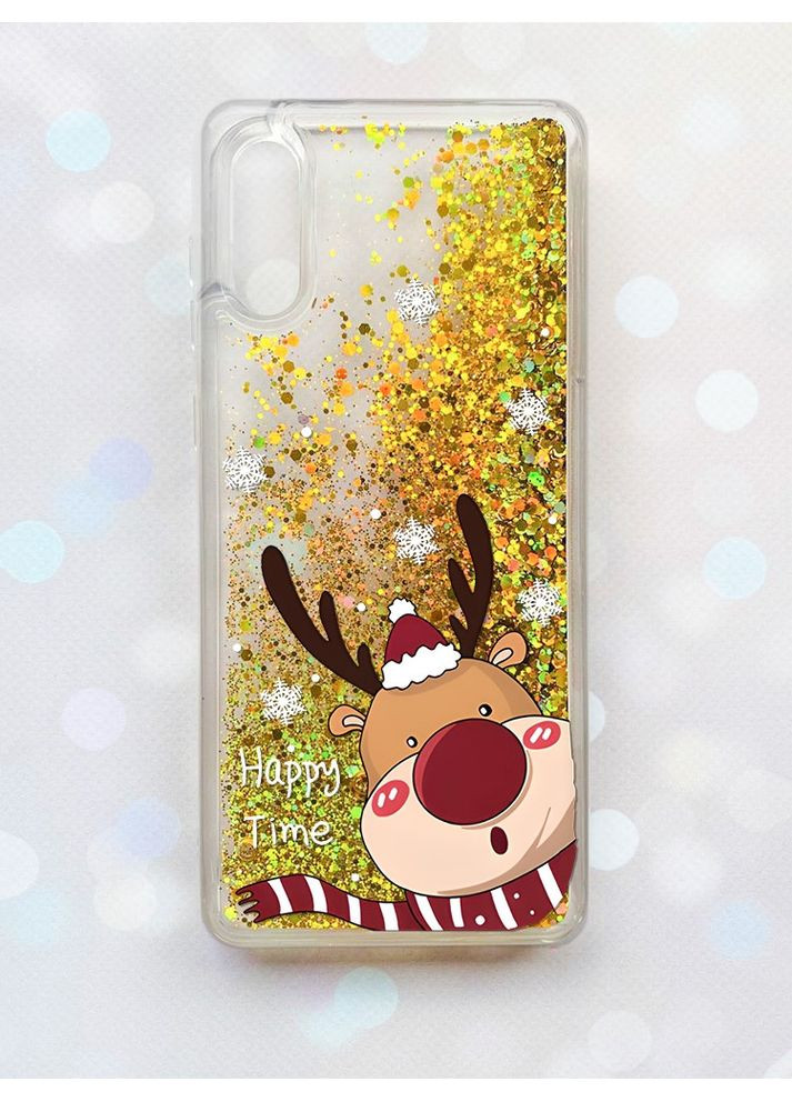 Чехол с плавающими золотыми блестками на Samsung Galaxy A02/A022 (2021) Зимний оленёнок (принт 155) Creative (362969133)