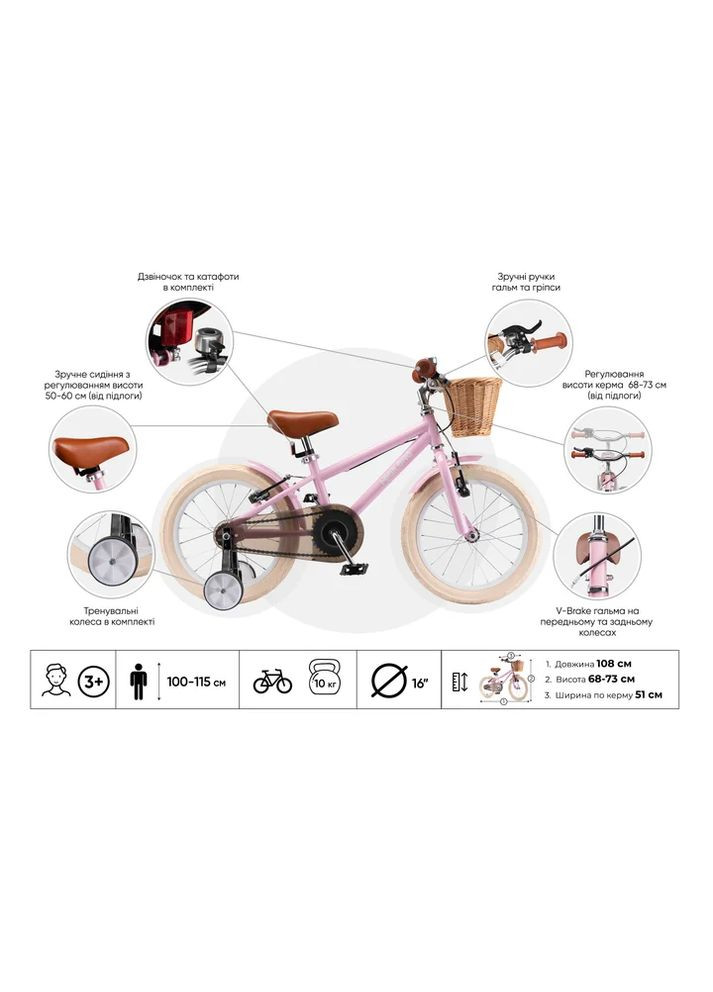 Дитячий велосипед RM 12" (ATW-RM12-PINK) Miqilong (360425874)